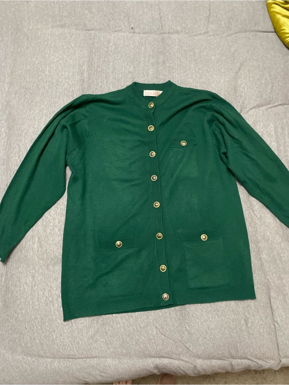 Vintage Venezia Green Button Front Cardigan Preppy Grandma Chic Size 18/20